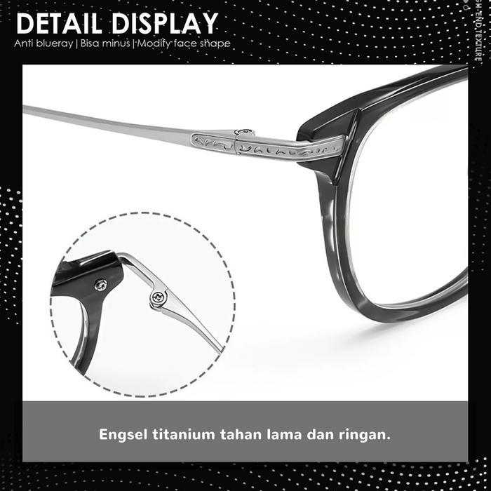 Frame Kacamata Model Oval Bulat Titanium Ringan Fashion Pria Wanita Style Bisnis Bisa Minus Pria