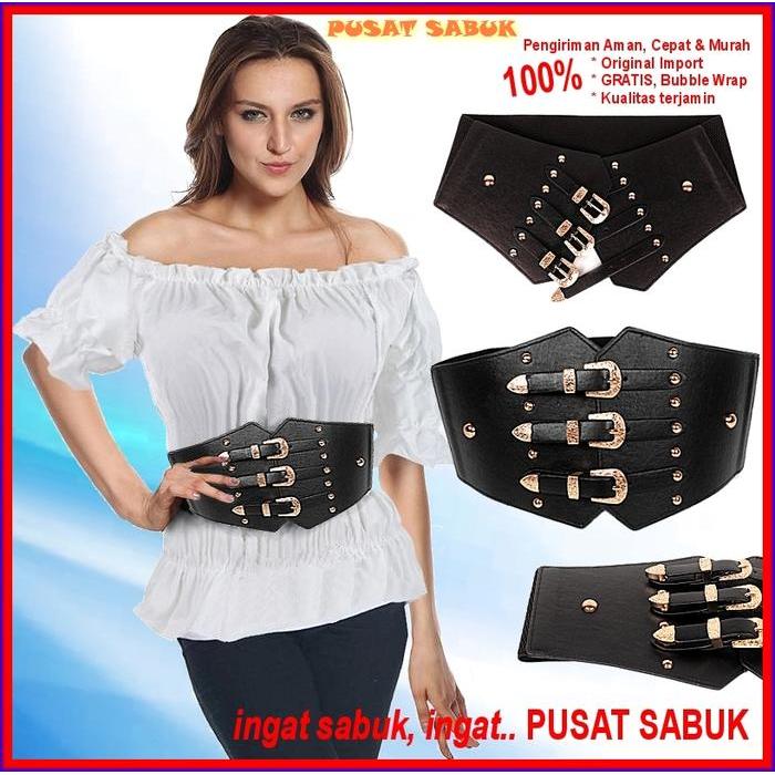 DISKON Sabuk Wanita Obi Karet Women Belt Ikat Pinggang Gesper Fashion Cewek Korea O Besar Jumbo Big