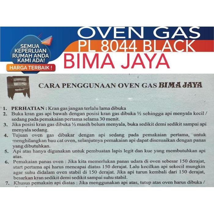Oven Gas Bima Jaya 8044 Khusus Kargo