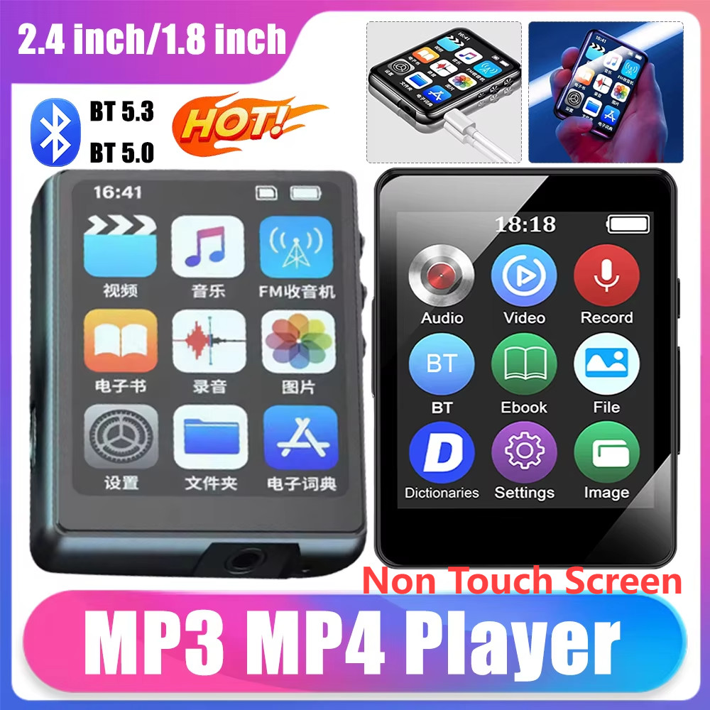 MP3 MP4 Player Non Touch Screen Lossless Music Player Bluetooth 5.0/5.3 MP3 MP4 Player FM Radio