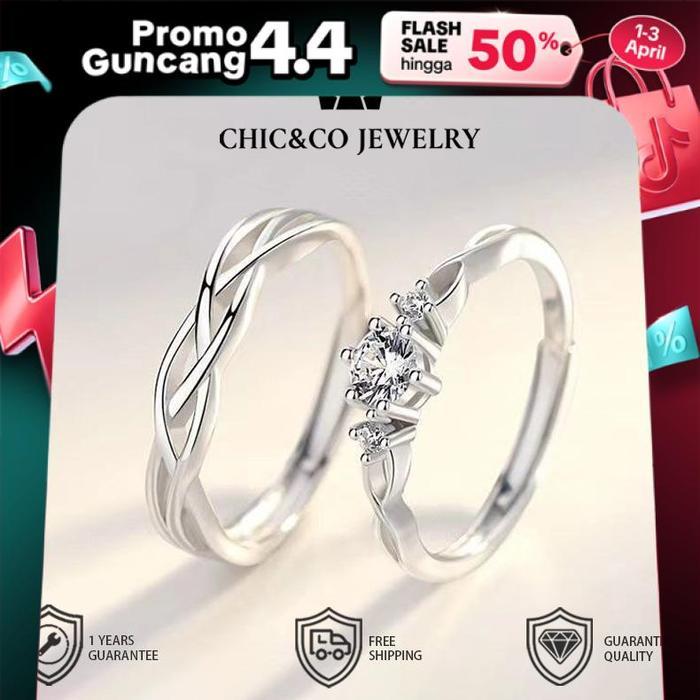 [] Cincin pasangan cincin pria dan wanita cincin pasangan dengan berlian kado pernikahan Original