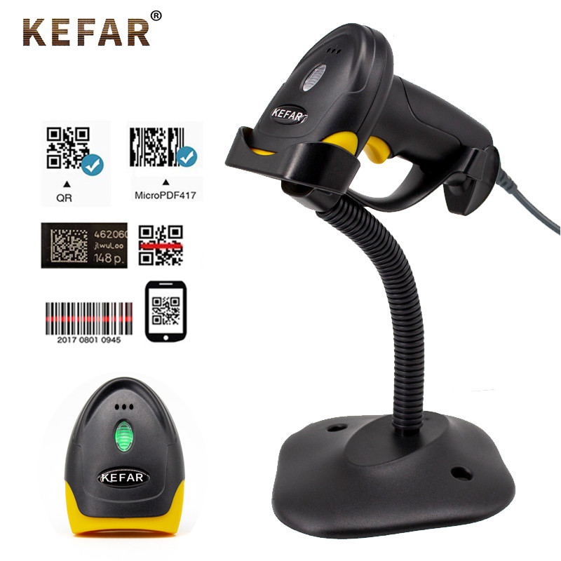 KEFAR Auto Scan 2D Scanner Bluetooth Wired Wireless 2.4G Barcode Scanner Handheld QR Codes Reader