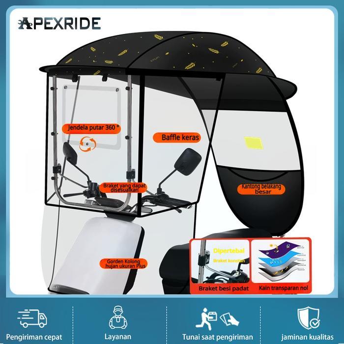 ID-Apexride Bahan PVC lembut Full Cover Badai Kanopi Motor Payung Sepeda Kanopi Motor Tenda Sepeda