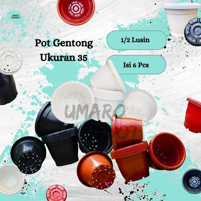 Grosir 1/2 Lusin Pot Gentong Ukuran 35 / Pot Besar / Pot Jumbo / Pot Vinca / Pot Tanaman / Pot Bunga