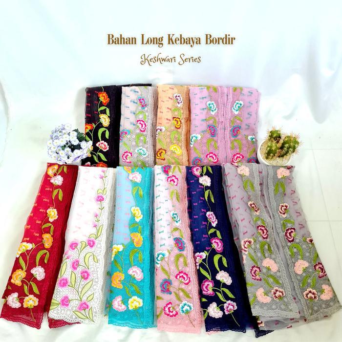 ASLI Bahan Long Kebaya Bordir Sutra Kaca Kebaya Panjang Keshwari Dress Organza READY STOCK
