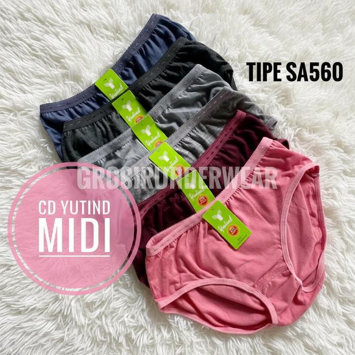 Paket 3 Pcs Cd Yutind Midi Bahan Katun Adem Warna Random Terbaru