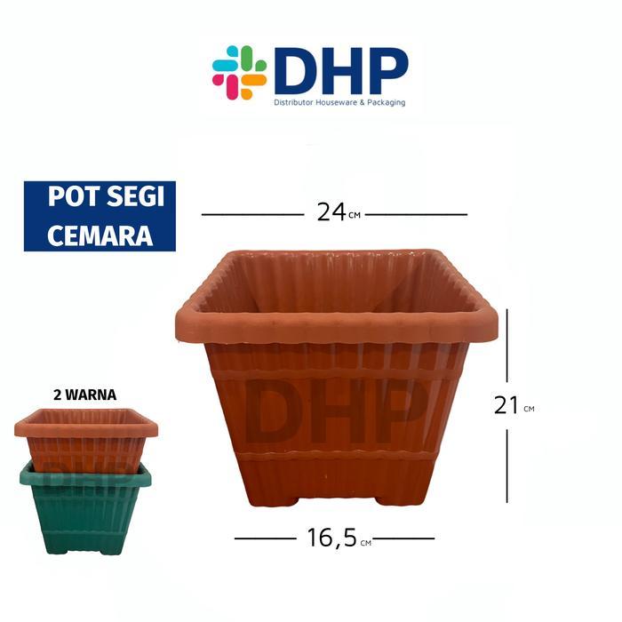 "New" Pot SEGI CEMARA (24cm) Kotak Tanaman Bunga Hias Besar Kembang Plastik
