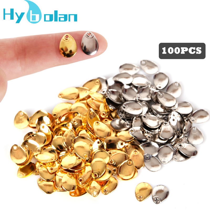 100pcs fly Fishing lure Sequin Noise Silver Gold Metal Copper Spoon Spinner Lure Tackle Willow Blade