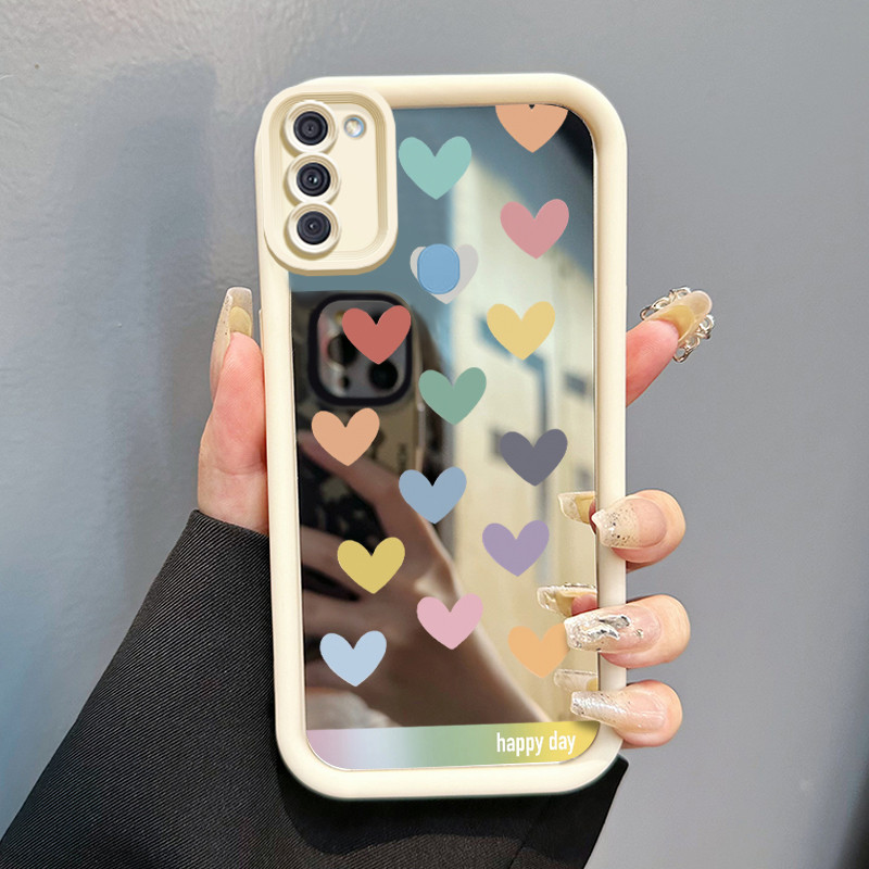 Casing Hp Untuk Samsung Galaxy A11 M11 Case Happy Day Colorful Heart Cesing Mirror Kasing Kemudahan 