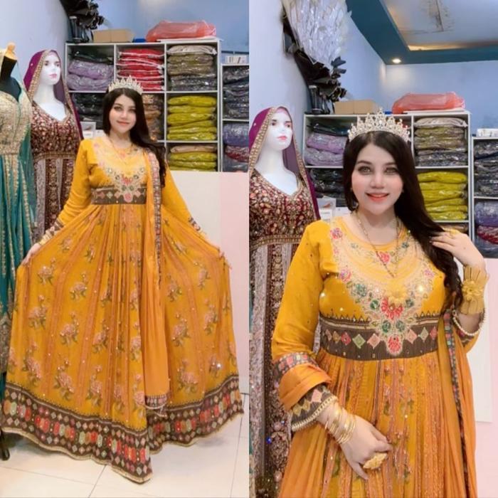 Gamis premium Laila kuning Mustard