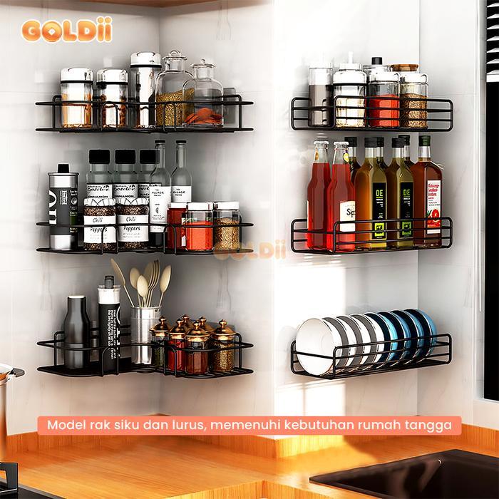 GOLDII - Rak Dapur Rak Sudut Kamar Mandi Stainless Rak L Serbaguna Rak Sudut Stainless