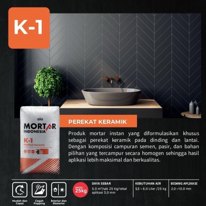 Semen Mortar Indonesia-Semen K1 perekat keramik kemasan 25kg
