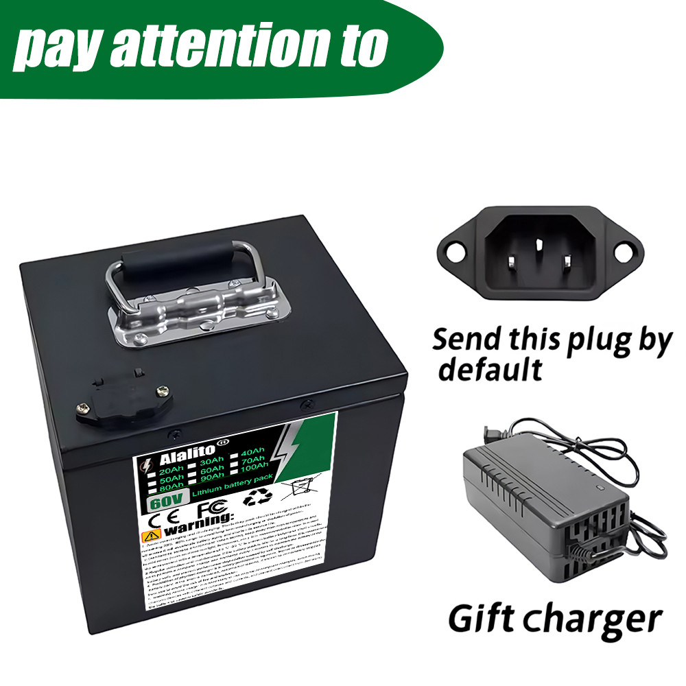 60V 20Ah-100Ah 18650 16S lithium battery pack large capacity suitable for 60V 250-3000W built-in BMS
