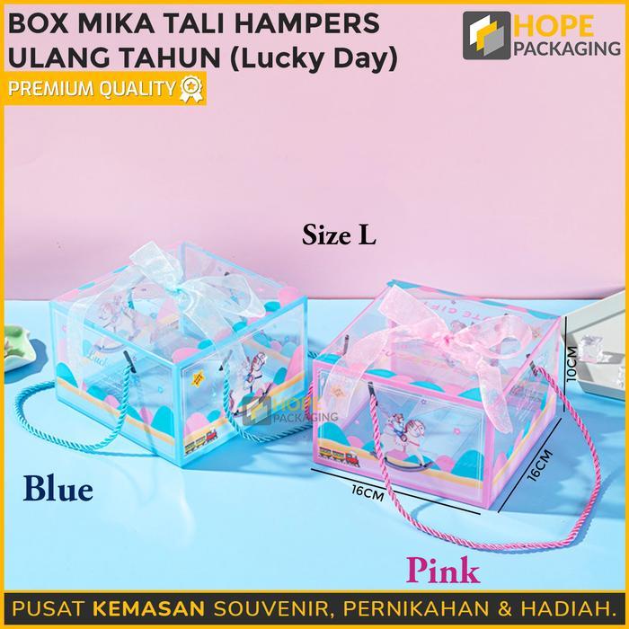 Box Mika Tali Hampers Ulang Tahun Anak Lucky Day / Paper Box Souvenir Birthday Motif Karakter Blue