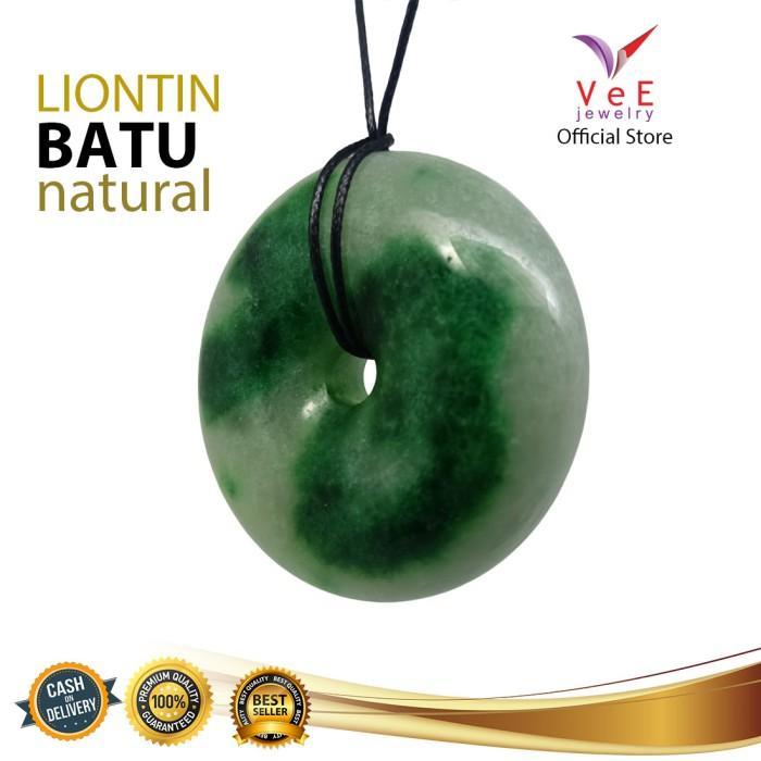 HOT SALE Kalung Liontin Batu Giok Asli Cina Donat Jumbo Hijau - VeE Liontin