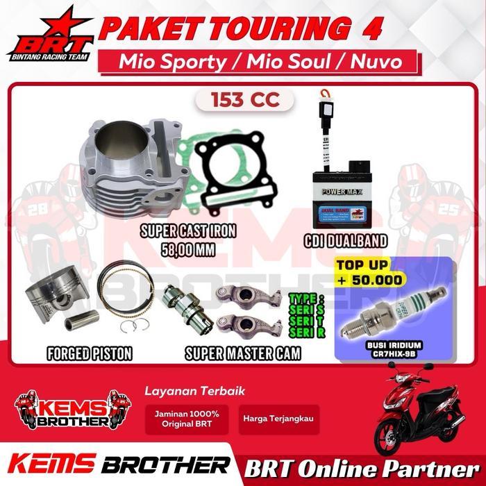 PAKET BRT BOREUP 153CC MIO SPORTY MIO SOUL NUVO TOURING 4 ORIGINAL BRT (Blok Piston kit, CDI,