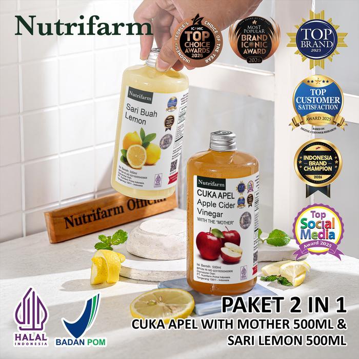 BIGSALE NUTRIFARM PAKET 2IN1 CUKA APEL SARI LEMON ORIGINAL