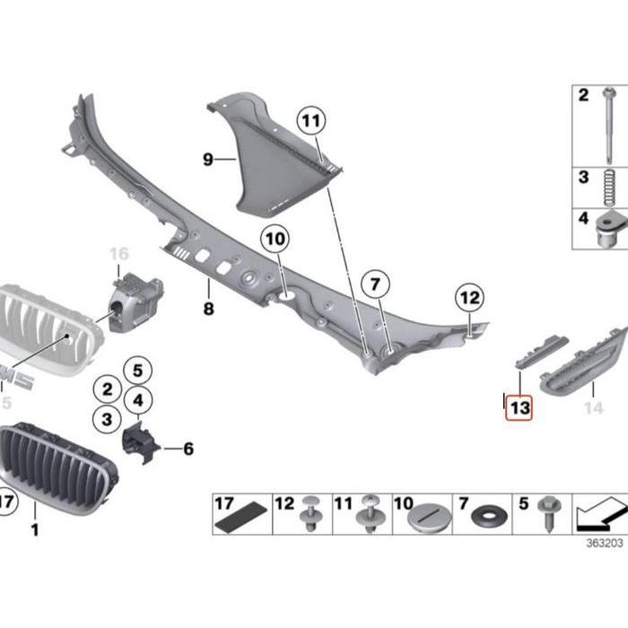 Original BMW F10 F11 LCI Chrome Finisher Fender Depan KIRI 51137336645