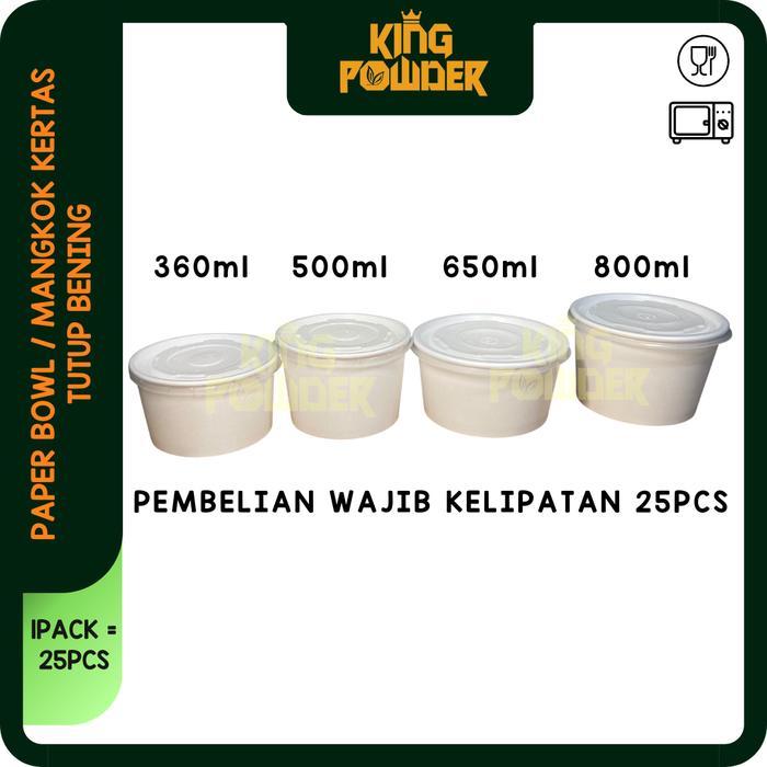 ISI 25 Paper Bowl 360ml/500/650/800/RiceBowl/Tempat Nasi/Box Nasi BOWL+LID ISI 25