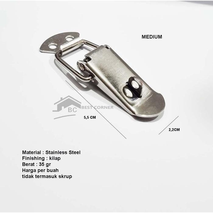 . Kaitan Koper MEDIUM + KUNCI STAINLESS STEEL / Overval / Kaitan peti