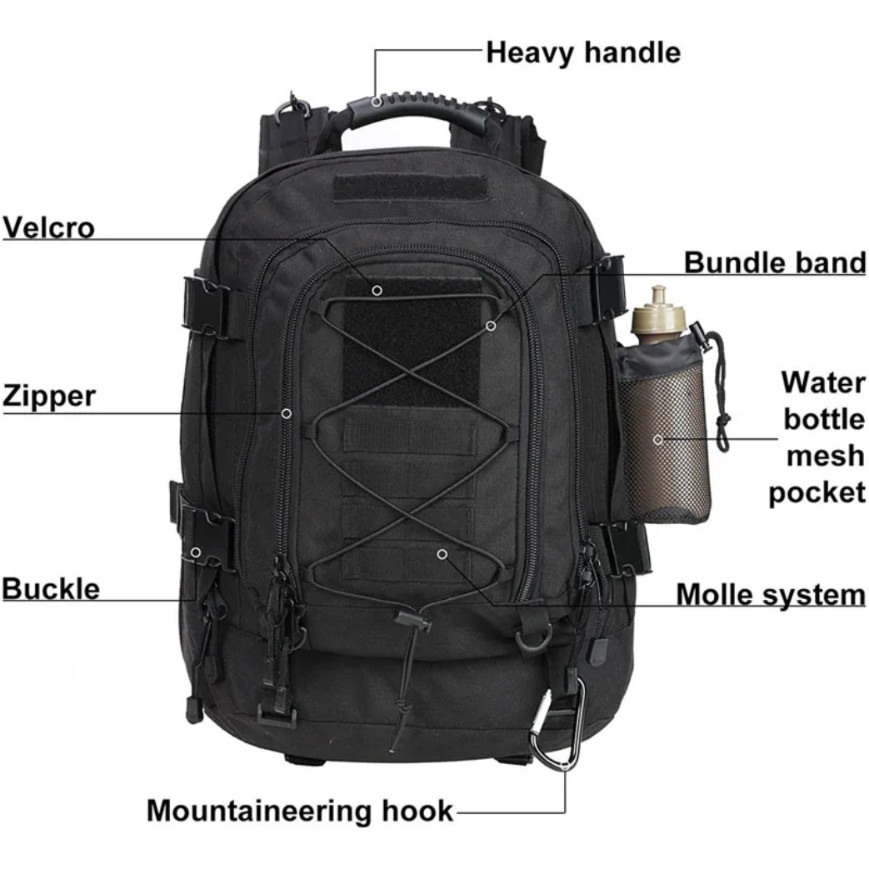 Large Capacity 60L Military Tactical Backpack Molle System Assault Rucksack for Outdoor Travel