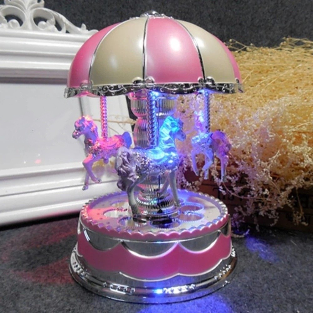 Fantasy Exquisite Carousel Music Box Luminous Cartoon Carousel Ornaments Plastic Gifts Horse Music