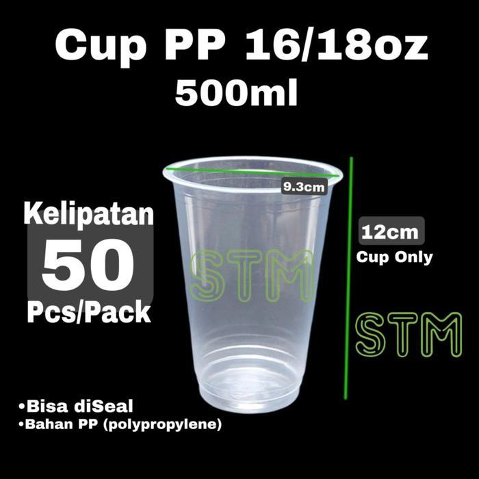 gelas plastik 16/18oz isi 500ml(Tanpa Tutup)