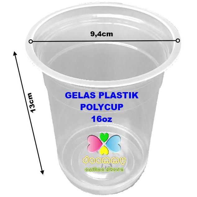 Gelas Plastik Poly Cup 16 oz ORI, Minuman Thai Tea Bubble Tea