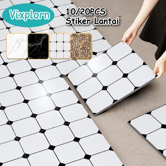 Vixplorn 10/20Pcs Stiker Lantai Vinyl Motif Marmer Granit Keramik Marbel Granit 30 X 30Cm Wallpaper