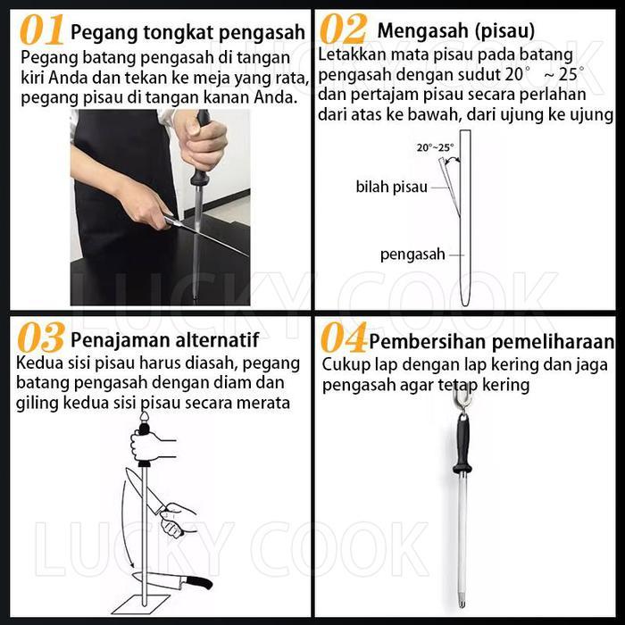 Alat Pengasah Asah Pisau Tongkat - Pengasah Pisau Daging Asahan Pisau Stik Stainless Steel Knife