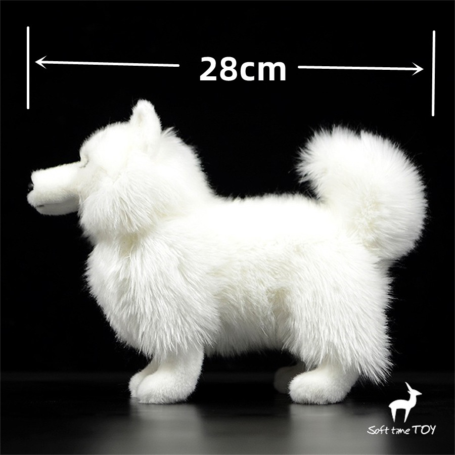 Samoyed Dog Plush Toy Realistic Samoye Dog Plushie Lifelike White Dog Stuffed Animal Simulation