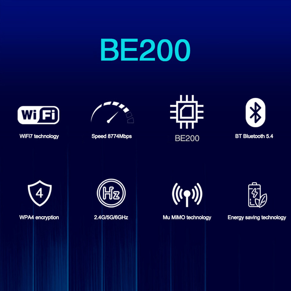 WiFi 7 Mini PCI-E WiFi Card BE200 BE200HMW 8774Mbps 2.4G/5G/6Ghz For Bluetooth 5.4 802.11BE Wireless