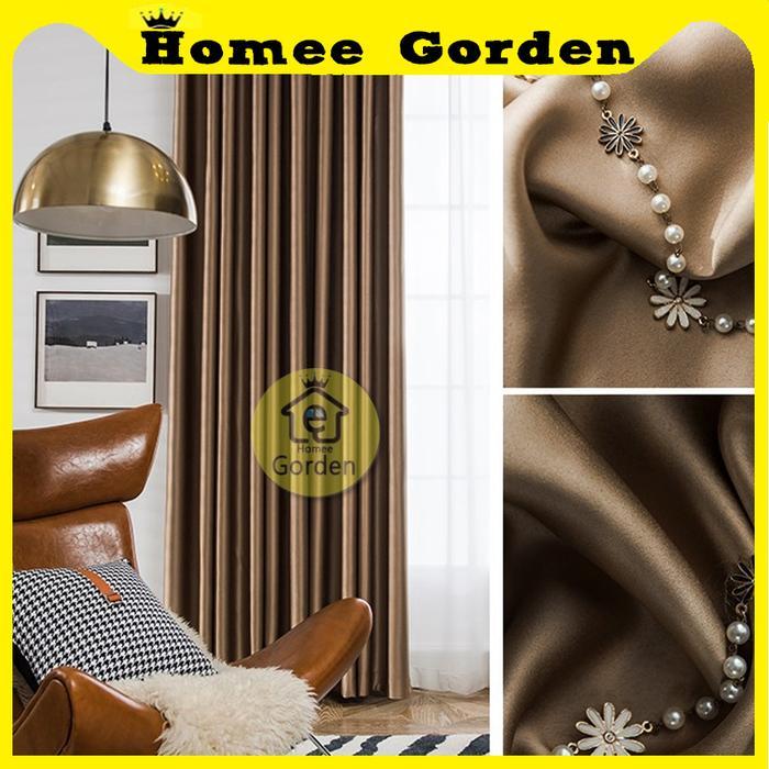 Gorden polos Minimalis Blackout Dimunt Warna coklat Ungu