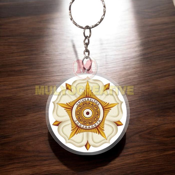 Ganci UGM Akrilik Dua Sisi Bolak Balik Gantungan Kunci Keychain Universitas Gajah Mada