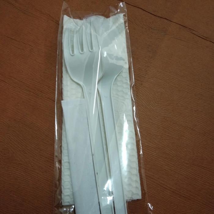Set Paket Sendok Garpu Tissue Napkin Tusuk Gigi Kemasan Plastik