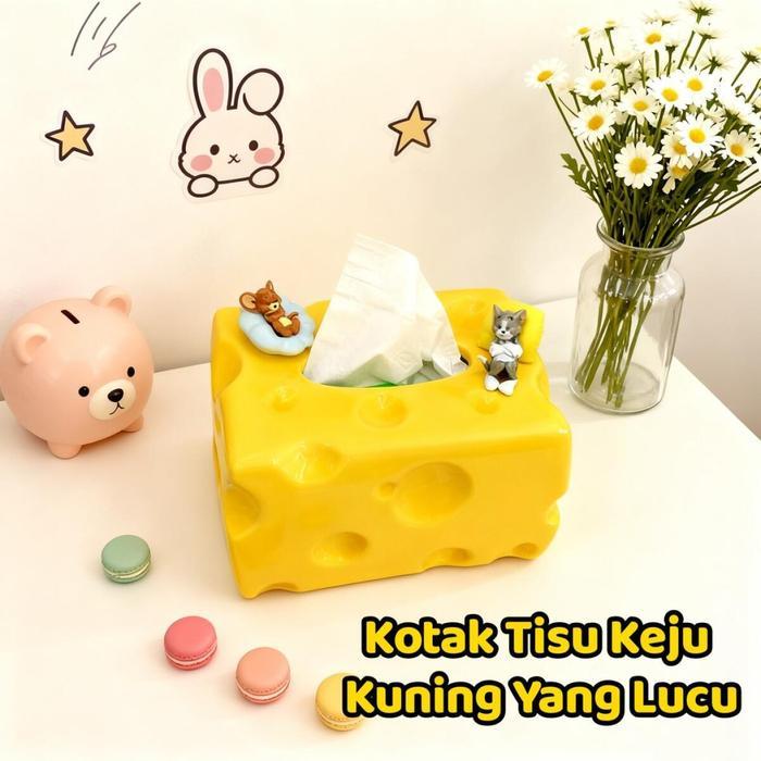 Keju Kuning Tempat Tissue/Kotak Tisu Coquette/Kotak Tisu Lucu Dan Unik/Tissue Box/Tempat Tissue