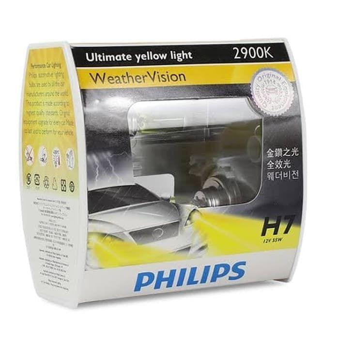 Philips Weather Vision H7 (2900K) Lampu Mobil Warna Kuning.