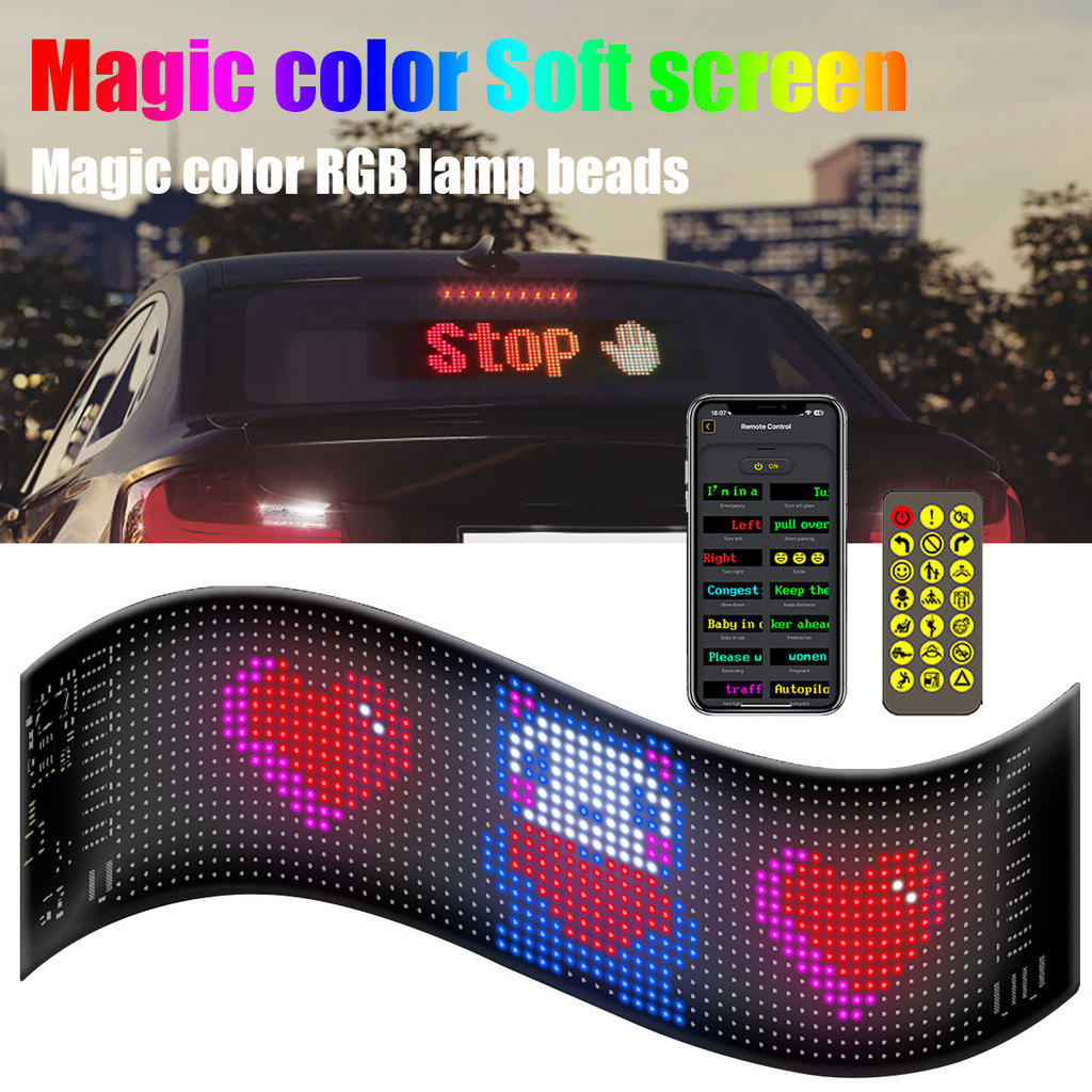 Car LED Matrix Pixel Panel Funny DIY RGB Lighting Graffiti Scrolling Text Board Windshield