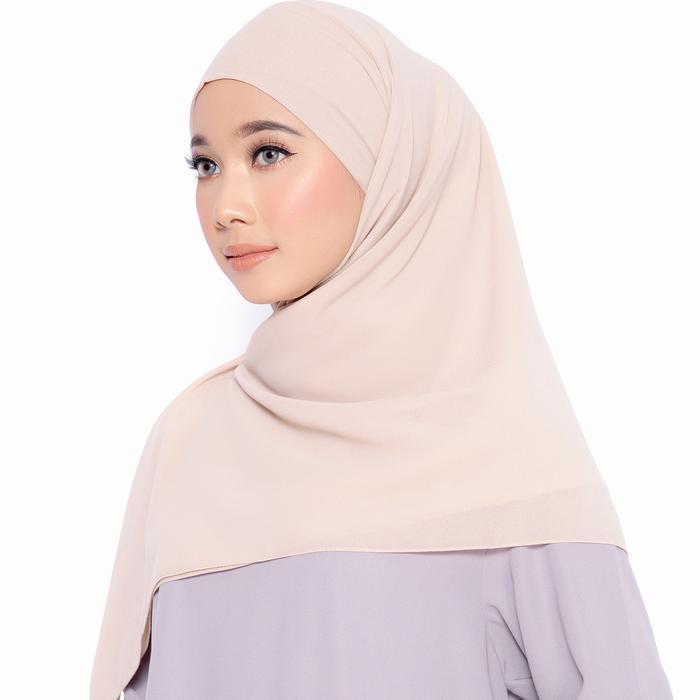 Sedia ZM Zaskia Mecca - Azel Beige Hijab Instan Segi Empat Muslim Kerudung