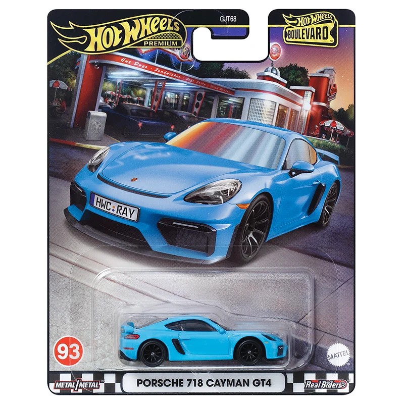 Hot Wheels Premium Car Boulevard Porsche 718 Cayman GT4 Toys for Boys 1/64 Diecast Vehicles Model