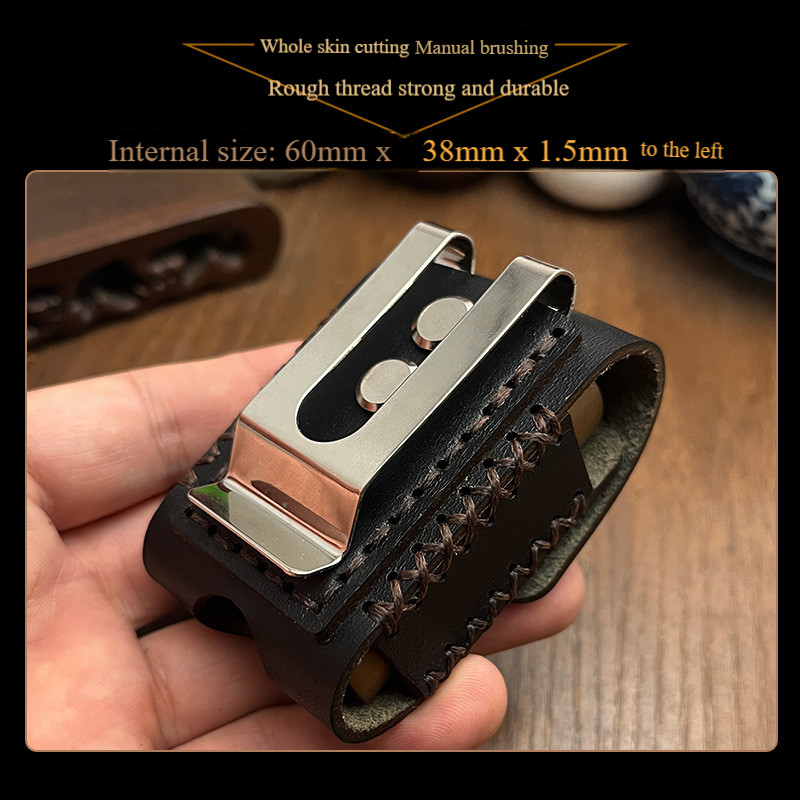 Mini Purse Poker Cigarette Lighter Leather Case Cover Holder for Zippo Zorro Cowboy Steel Clamp Belt