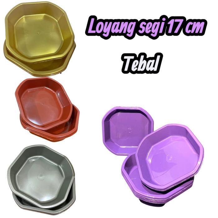 PAKET HEMAT 48 PCS Loyang Segi Bali Bokor Sodan Plastik Murah Tebal 17 cm untuk Kue dan Dessert