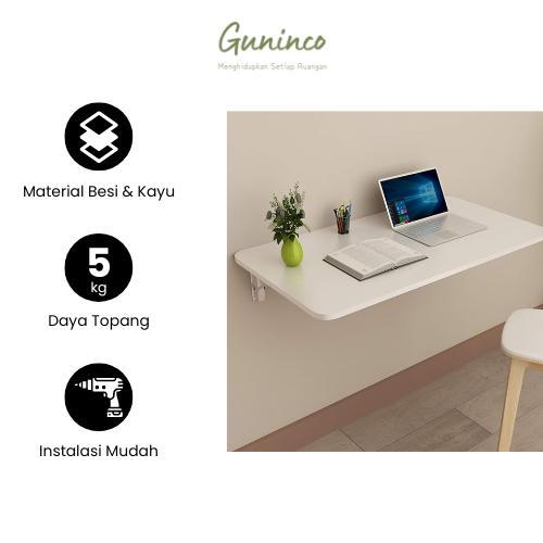 (GUNINCO) Furniture MEJA SIKU Kayu LIPAT dinding meja ambalan tempel braket besi engsel