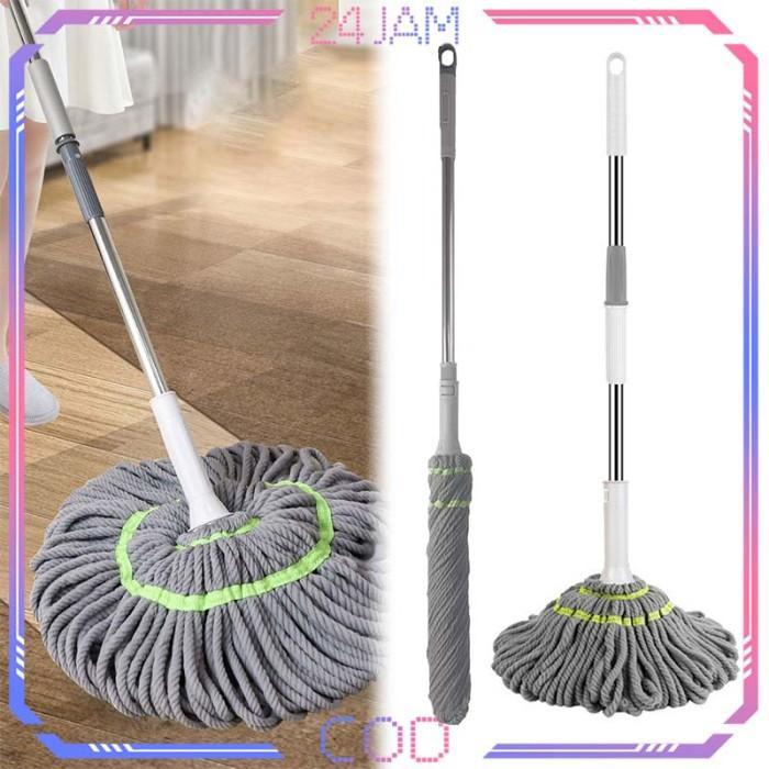 Tongkat Alat Pel Lantai Putar Pel Penyerap Cuci Tanpa Tangan Pel Putar Air Twist Mop Putar Otomatis