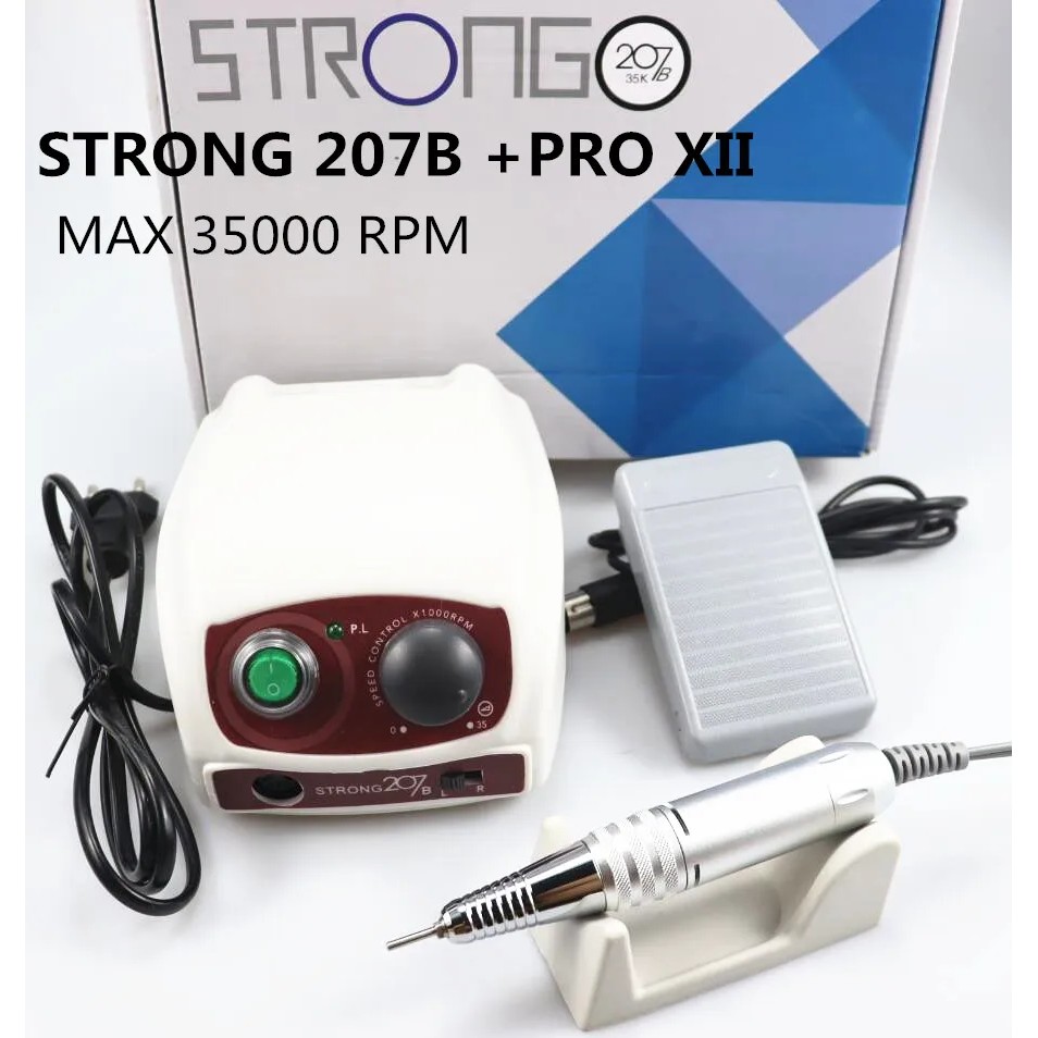 STRONG 210 /207 35000RPM Control Box & STRONG 210 PRO Micromotor Handpiece Electric Manicure Drill