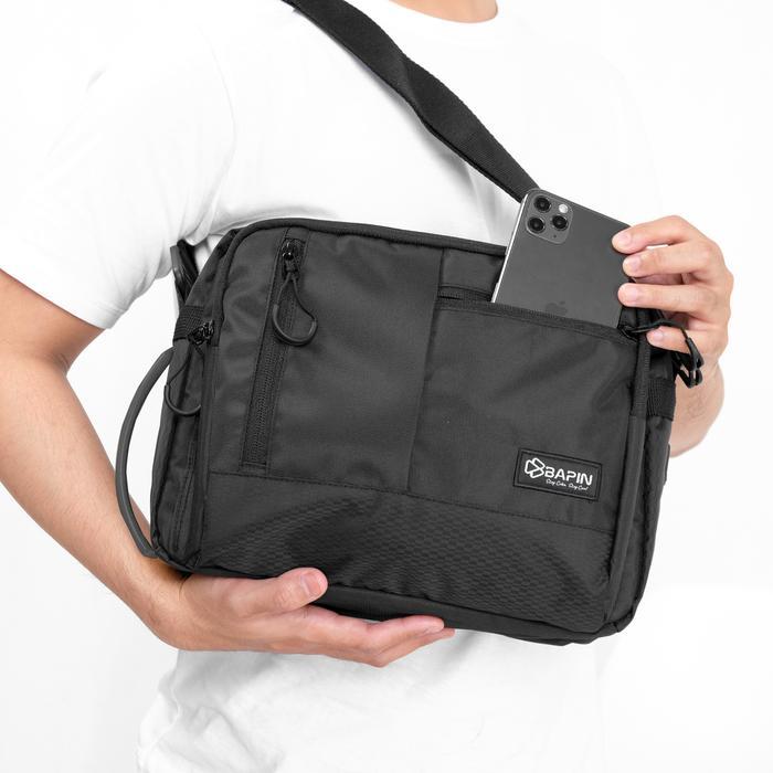 New Tas Selempang Original BAPIN Pria Hitam Grey