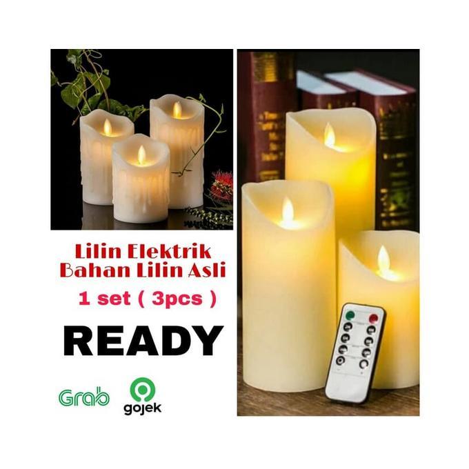 Bahan Wax Lilin Asli Lilin Besar Elektrik Goyang Dengan Remote (3Pcs)