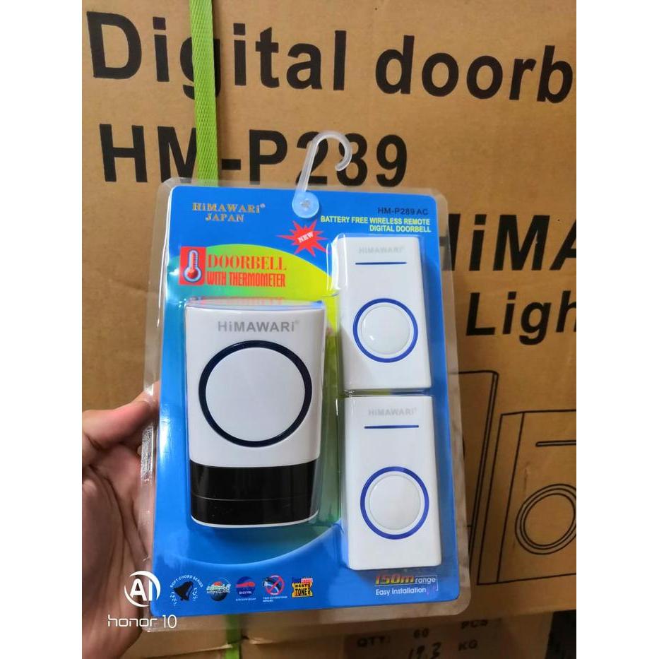 Himawari Wireless Digital Door Bell - Tanpa Baterai - Dual Remote