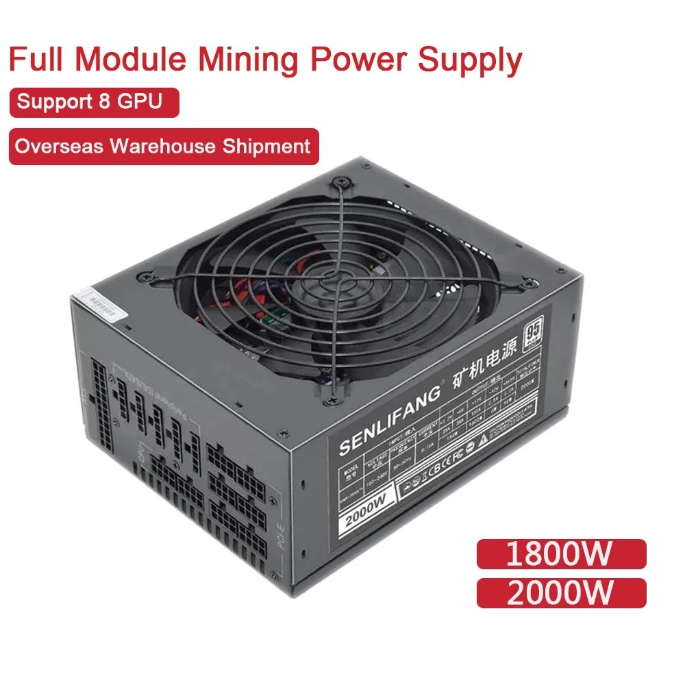 2000W 1800W New Full Module Mining Power Supply Support 8 GPU Ethereum ETC RVN ATX PC PSU For BTC
