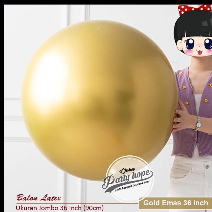 Balon latex jumbo Gold 36 inch / balon gold dekorasi jumbo36 inch